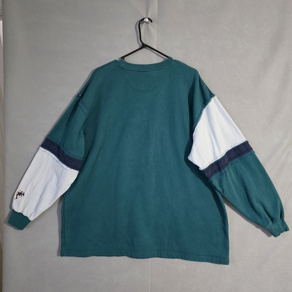 Vtg Y2k No Huddle Mens NFL Miami Dolphins Colorblock Sweater Size 2XL - Picture 10 of 12